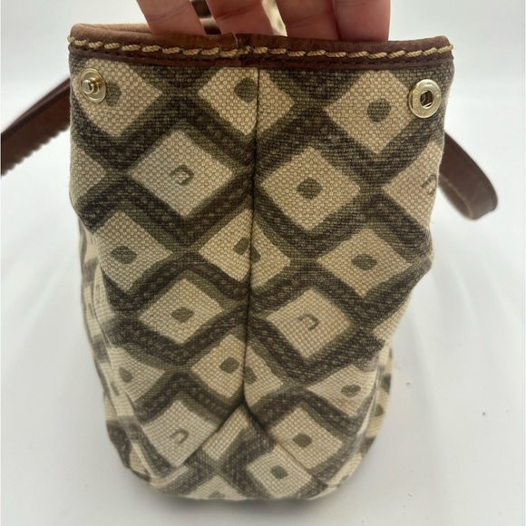 LIZ CLAIBORNE Linen Cotton Leather Trim Handbag - Picture 4 of 12